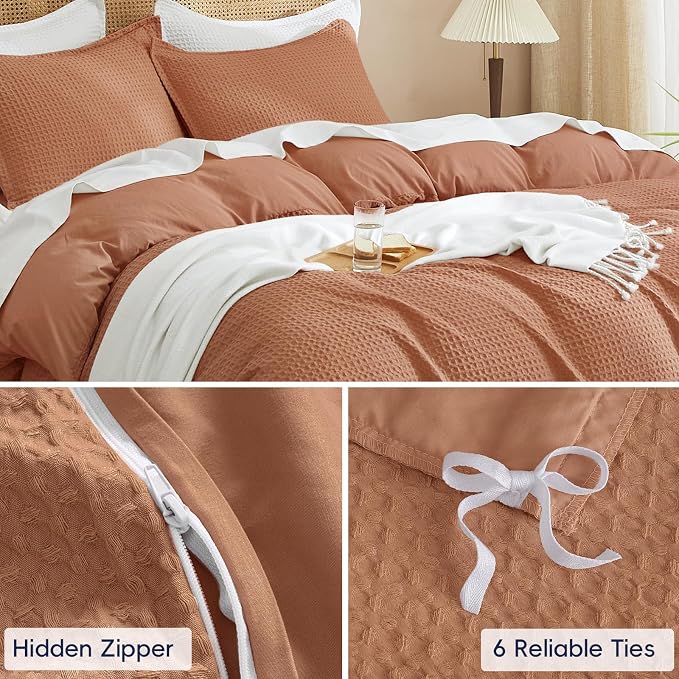 PHF Waffle Duvet Cover Set Twin/Twin XL Size, No Snagging Ultra Soft Luxury - Image 5