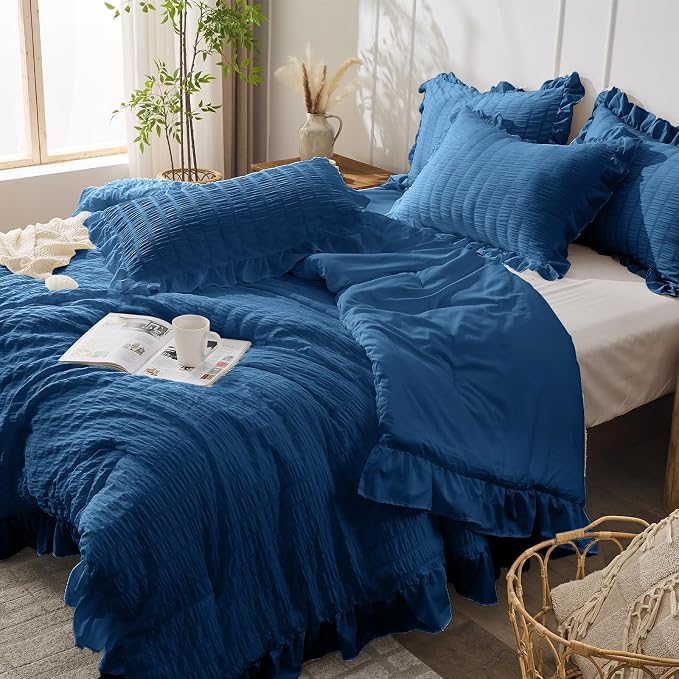 JOLLYVOGUE Teal Comforter Full Size, 3 Pieces Seersucker Lightweight Full Size - Image 7