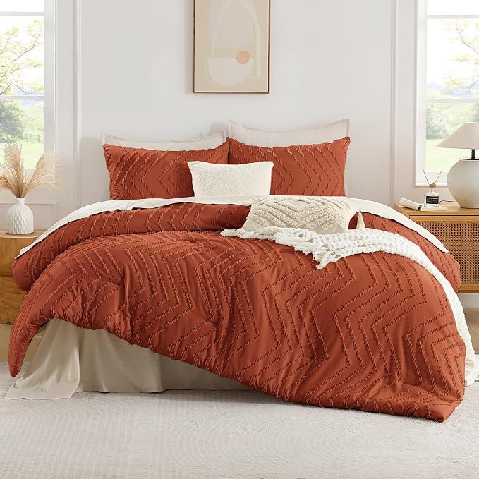 Andency Burnt Orange California King Size Comforter Set, Cal King Boho - Image 2