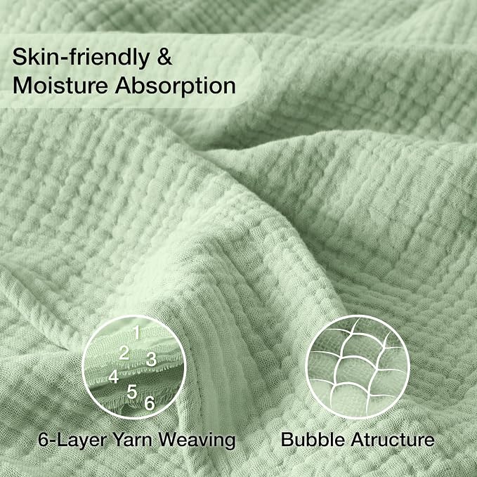 100% Cotton Muslin Blanket 40" x 40", Breathable and Lightweight Cotton Throw - Image 3