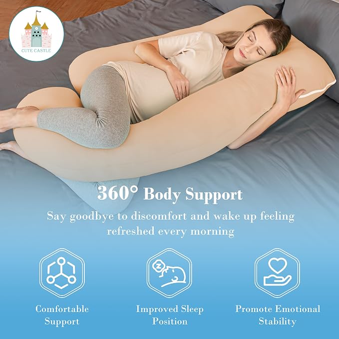 Cute Castle Cooling Cover Pregnancy Pillows, Soft U-Shape Maternity Pillow - Image 5