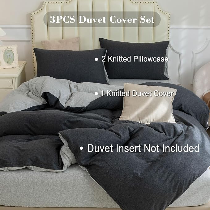 PURE ERA Jersey Knit Duvet Cover Set 100% T-Shirt Cotton Super Soft Comfy 3pc - Image 6