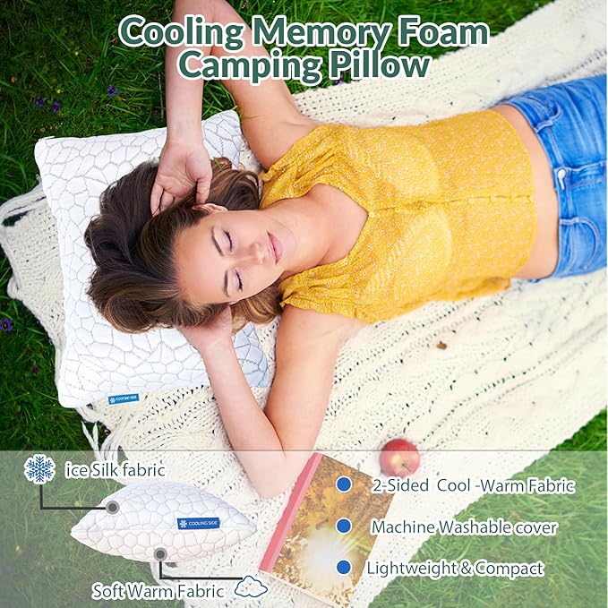 QUTOOL Cooling Pillow for Sleeping, CertiPUR-US Shredded Memory Foam Camping - Image 2