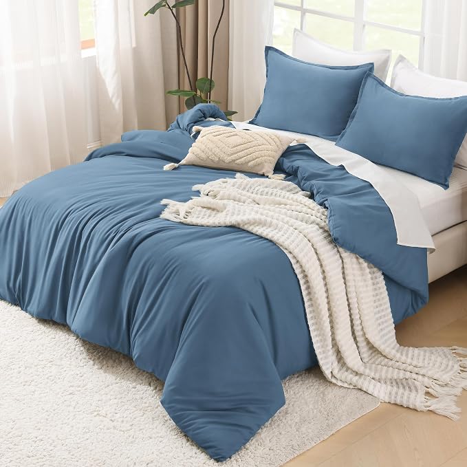 Litanika Comforters King Size Ocean Blue, 3 Pieces Lightweight Solid Bedding - Image 4