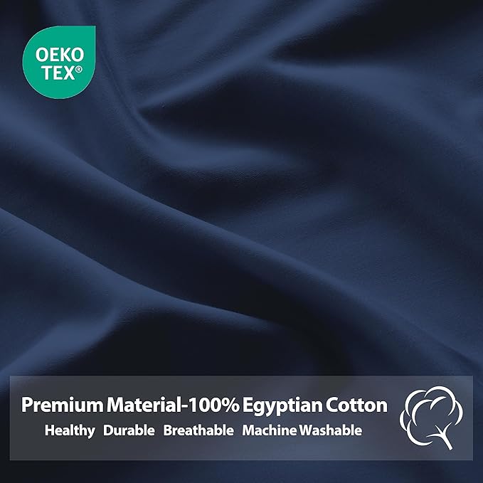 Twin Size Fitted Sheet Only Navy Blue, 100% Egyptian Cotton 600 Thread Count - Image 3