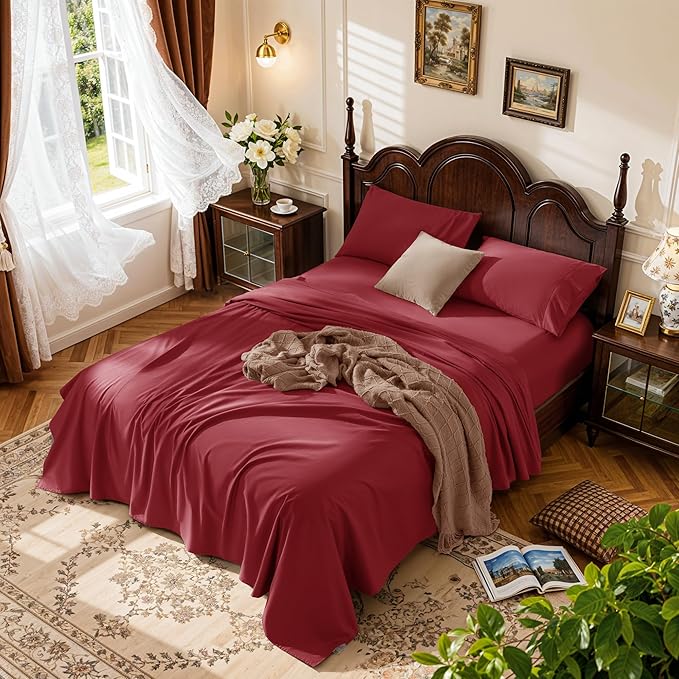 LBRO2M 1000 Thread Count 100% Egyptian Cotton Sheets Set Queen Size, 4 Piece by LBRO2MBedding