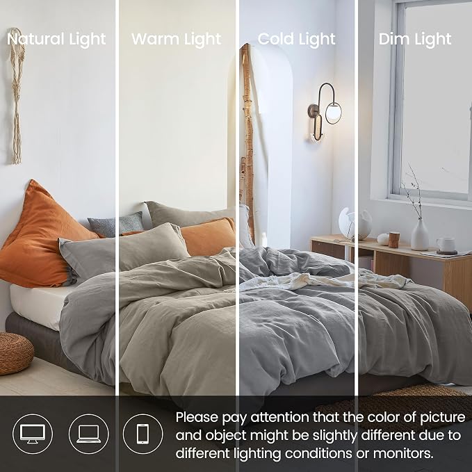 Simple&Opulence 100% Linen Duvet Cover Set 3pcs Basic Style Natural French - Image 6