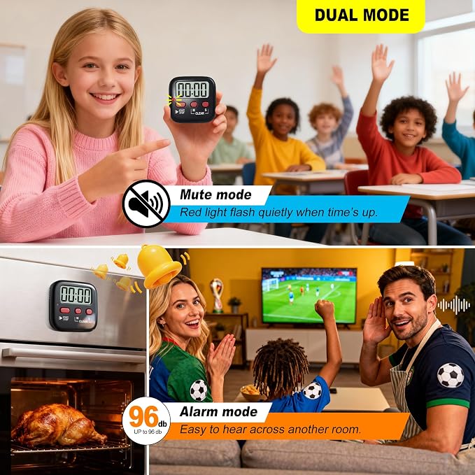 Antonki 2 Pack Digital Timer for Kids, Magnetic Countdown Kitchen Timers for - Image 6