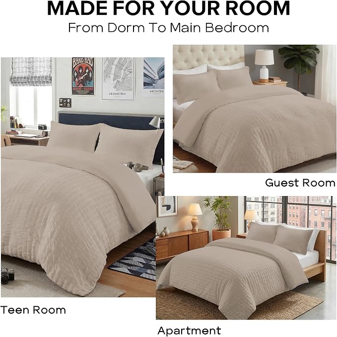 Cozyide Linen Duvet Cover Full Size, 3 Pieces Bedding Duvet Covers, Soft - Image 7