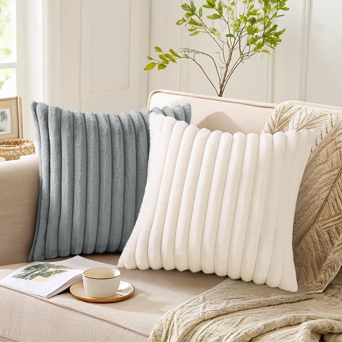 Pallene Faux Fur Plush Throw Pillow Covers 26x26 Set of 2, Luxury Soft Fluffy - Image 5