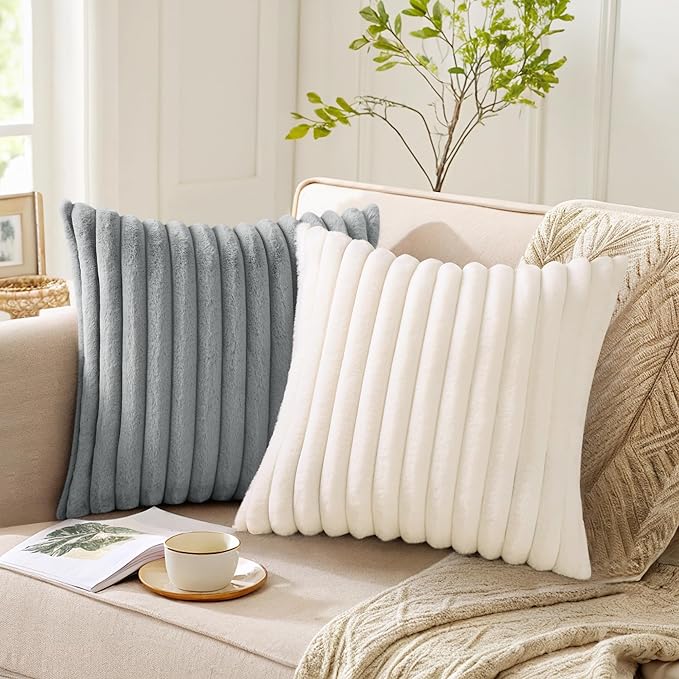 Pallene Faux Fur Plush Throw Pillow Covers 16x16 Set of 2, Luxury Soft Fluffy - Image 5