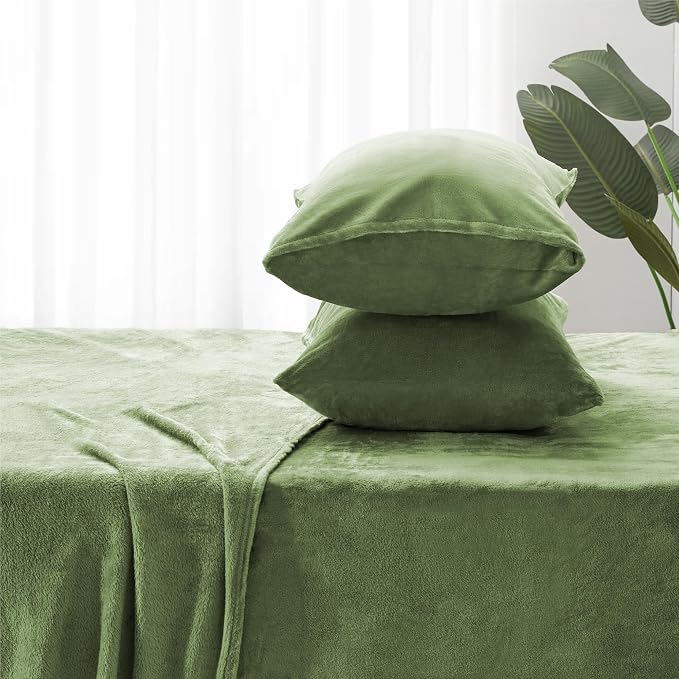 BEDELITE Flannel Sheets King Size Sage Green - Image 7
