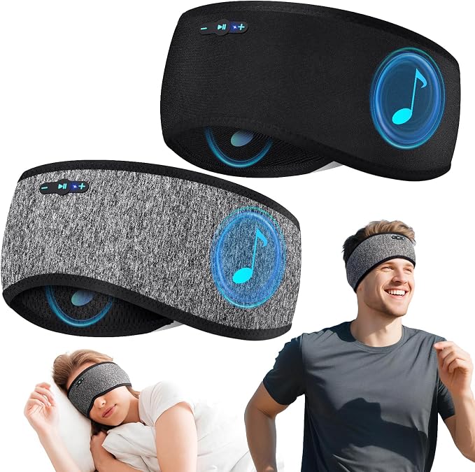 2 Pack Sleep Headphones Bluetooth 6.0 Headband, 20Hr Headband Headphones by Veeniitosr