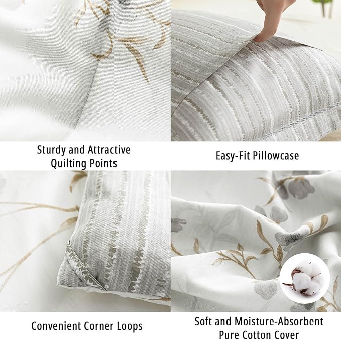 LEMIROE Vintage Botanical White Cotton Comforter Twin Size - Image 5