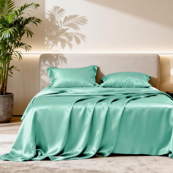 Love's cabin Full Satin Bed Linen Set, 4 Piece, Silky Soft, Luxury Feeling by Lovescabin