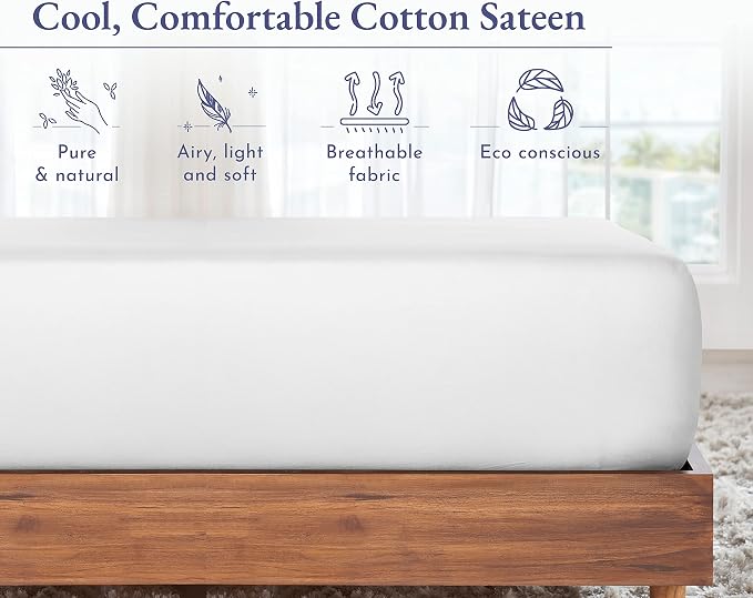 California Design Den 100% Cotton Fitted Sheet Queen Size, Deep Pocket - Image 6