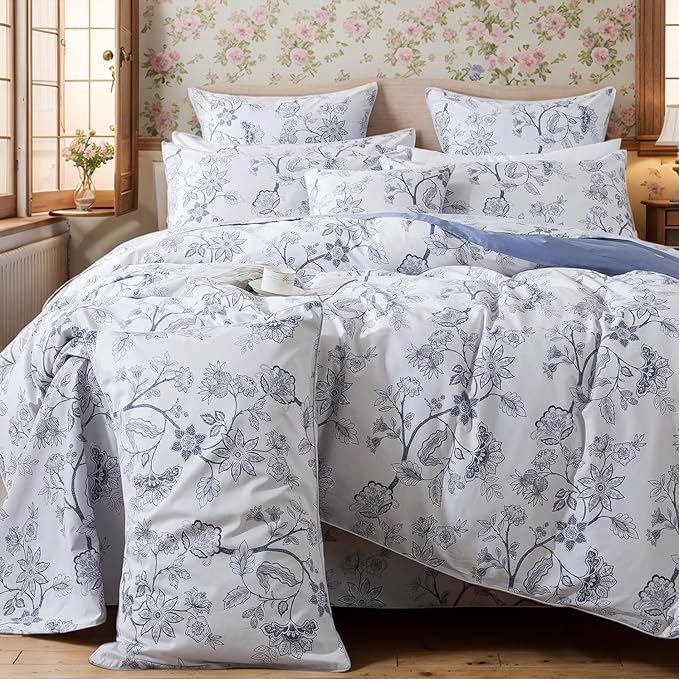 FADFAY Duvet Cover Set Full Floral Bedding Percale Cotton 600 TC Classical by CottonWorldSweetDream