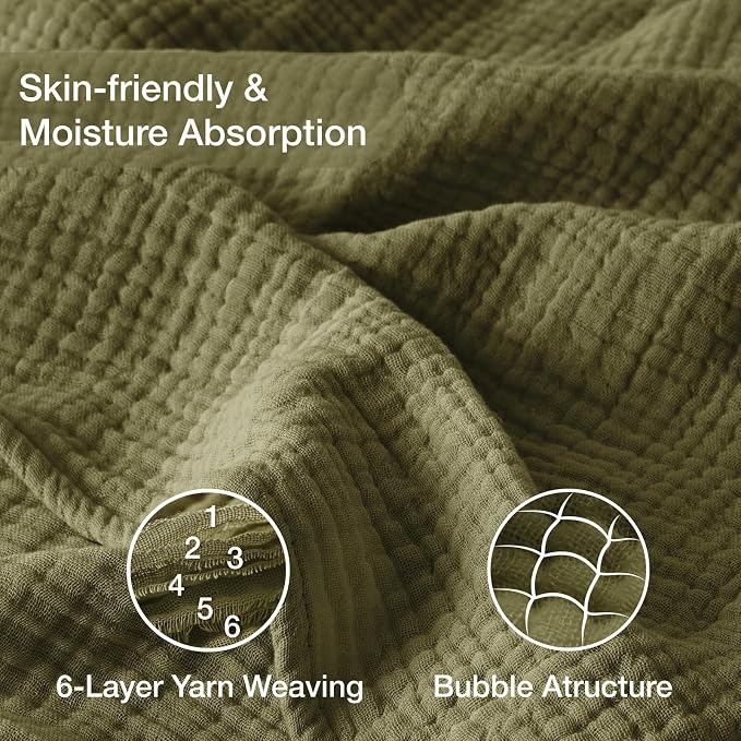100% Cotton Muslin Blanket Twin 60" x 80", Breathable and Lightweight Cotton - Image 3