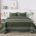 Andency Green King Size Quilt Set, 3 Pieces Boho Lightweight Soft Striped by Andency