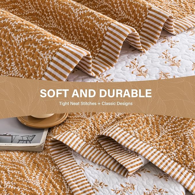 SahSahCasa Quilt Set King Size, 100% Cotton Quilt Bedding Set Bedspread - Image 6