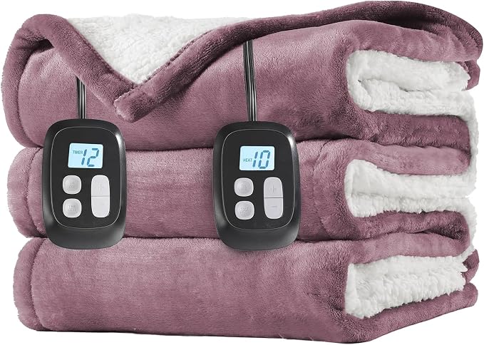 LaffyLo Electric Heated Blanket King Size 90 x 100, Dual Control, Fast Heating by LAFFYLO