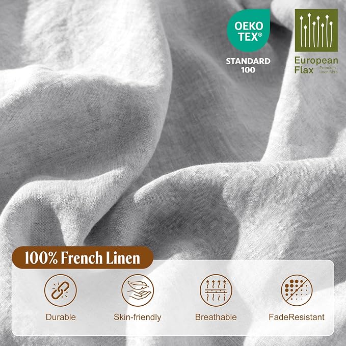 LBRO2M 100% France Linen Duvet Cover Set Full Size 3 Pcs Natural Flax Comforter - Image 3
