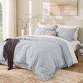 Andency Light Grey Comforter Set Queen, 3 Pieces Boho Tassel Lightweight by Andency