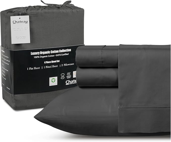 100% Cotton Sheets King Size Sheets Set by CHATEAUHOMECOLLECTION