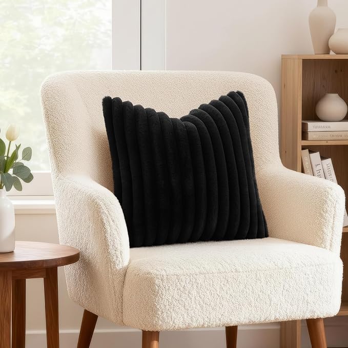 decorUhome Cozy Faux Fur Throw Pillow Covers 16x16 Set of 2 Decorative Soft - Image 4