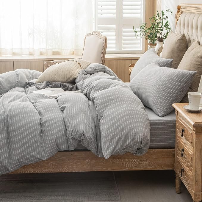 PURE ERA Jersey Knit Duvet Cover Set 100% T-Shirt Heather Cotton Super Soft - Image 2