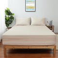 Twin Size Striped Fitted Sheet Only Beige Color, 100% Egyptian Cotton 600 by ShunjieHome