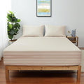 Queen Size Striped Fitted Sheet Only Beige Color, 100% Egyptian Cotton 600 by ShunjieHome