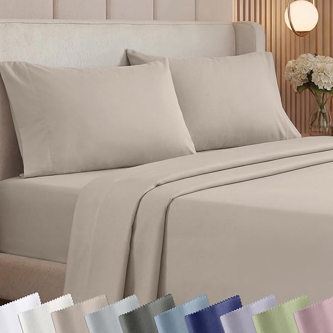 California Design Den Thick and Natural 100% Cotton Sheets Queen Size Set by CaliforniaDesignDen