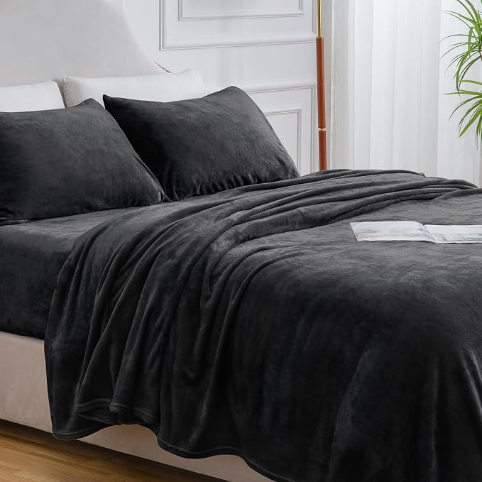 BEDELITE Flannel Sheets Queen Size Black - Image 9