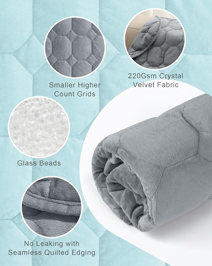 Cottonblue Weighted Lap Blanket 7lbs, Cozy Luxury Crystal Velvet Weighted - Image 4