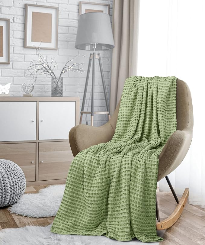 Utopia Bedding 100% Cotton Waffle Weave Blanket Queen Size - Image 8