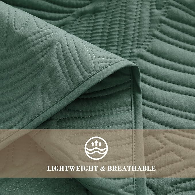 Exclusivo Mezcla Twin Quilt Bedding Set, Lightweight Green Quilts Twin Size - Image 5