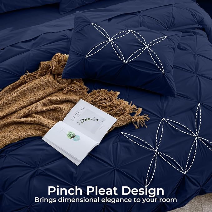 Sasttie Full Size Comforter Set, 7-Piece Bed in a Bag, Pintuck Bedding Sets - Image 4