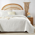 WURUIBO Cream Quilt Set Queen Size, Embossing Microfiber Full Bedspreads by WURUIBO