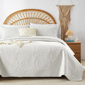 WURUIBO Cream Quilt Set King/Cal King Size, Embossing Microfiber Bedspreads by WURUIBO