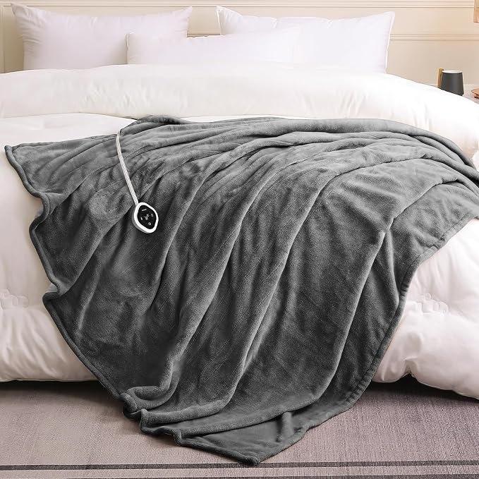 HOMLYNS LuxeHeat Heated Blanket Electric Blanket Twin Size, Soft Flannel Sherpa - Image 7