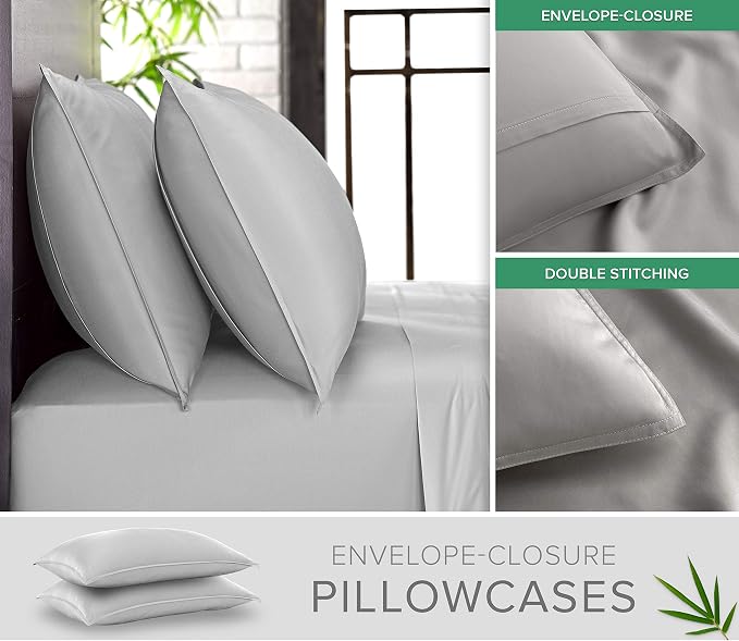 King Pillowcases by Pure Bamboo, Genuine 100% Organic Viscose Derived from - Image 2
