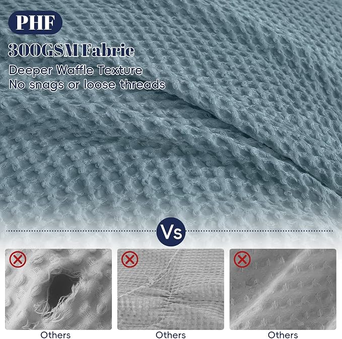 PHF Waffle Duvet Cover Set Queen Size, No Snagging Ultra Soft Luxury Textured - Image 3