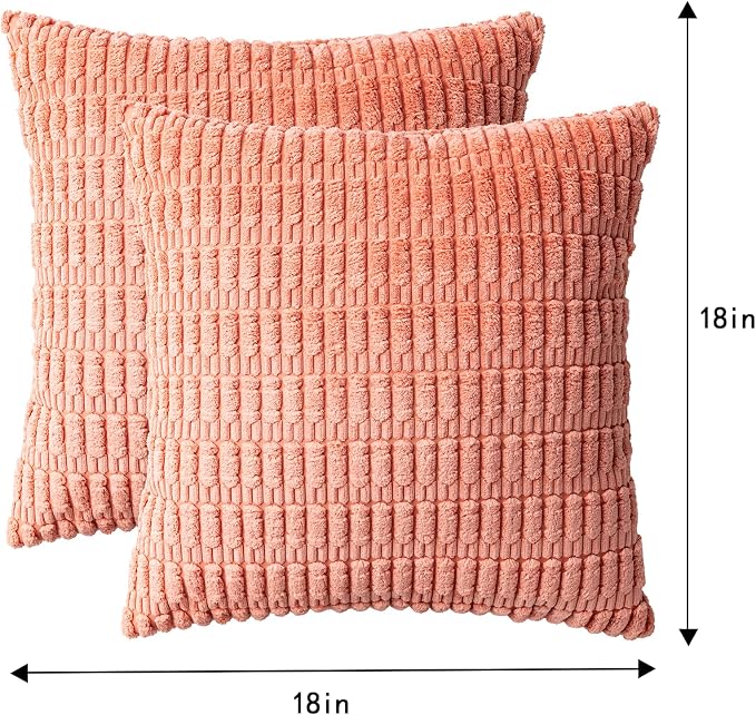 Aegero Pack of 2 Corduroy Decorative Throw Pillow Covers 18x18 InchSoft Boho - Image 7