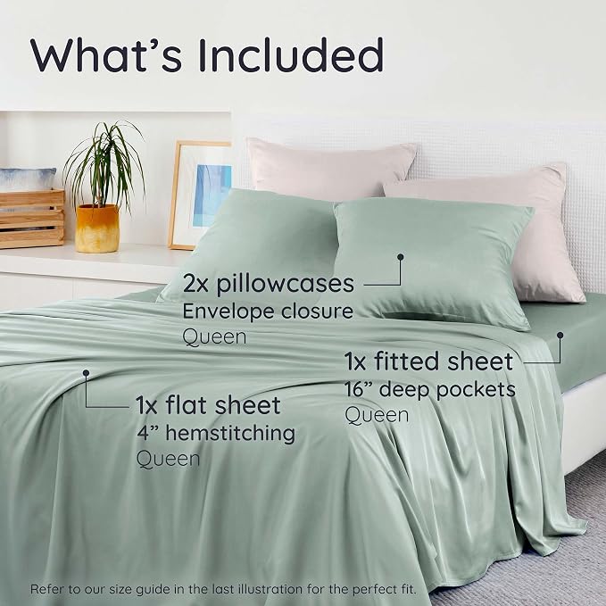 Bambaw 100% Viscose Derived from Bamboo Sheets Queen Size Deep Pocket Set – - Image 2