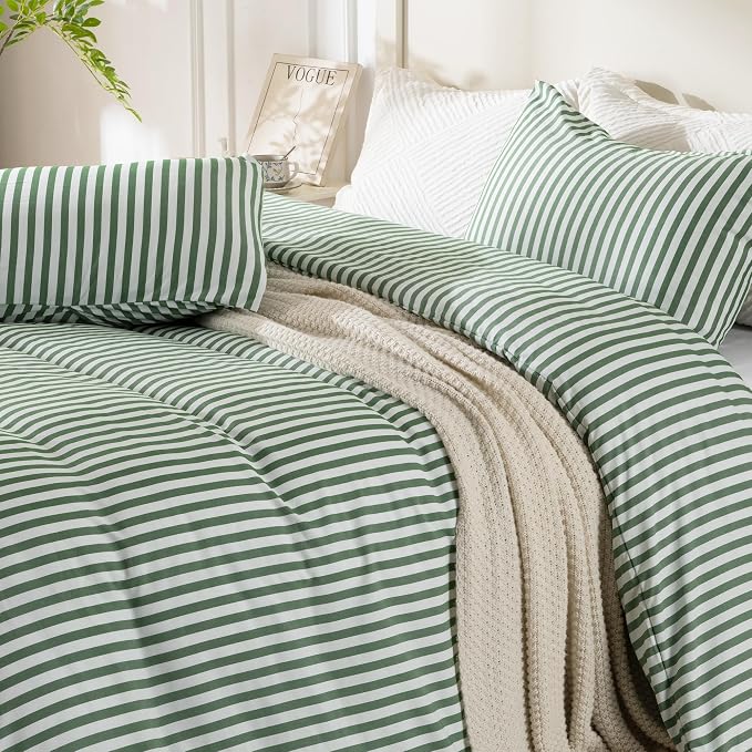 ROSE&RISY Green Queen Duvet Cover Set, 3 Pieces Soft Bedding Queen Set - Image 3