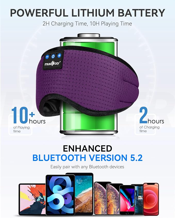 MUSICOZY Sleep Headphones Bluetooth 5.4 Headband Headphones Super Soft & - Image 4