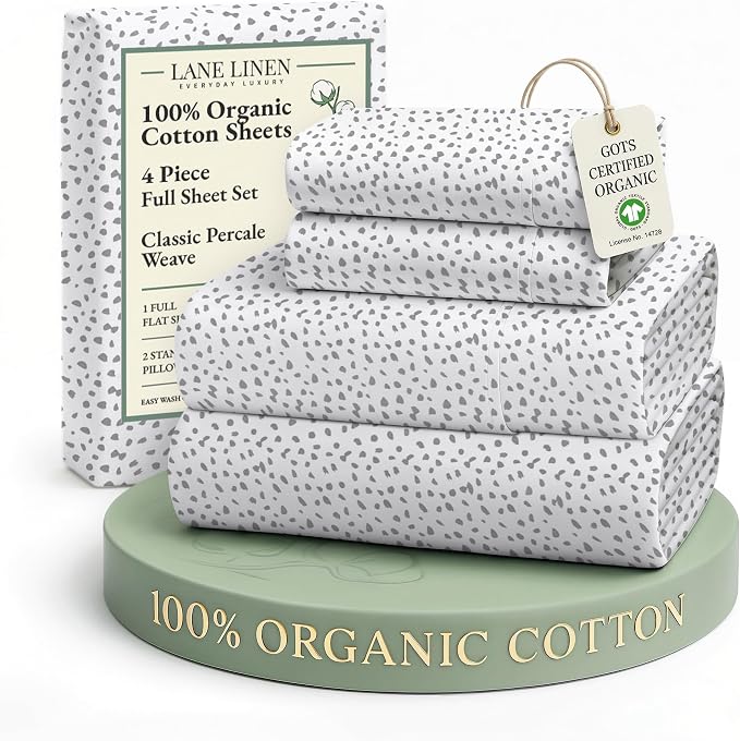 LANE LINEN 100% Organic Cotton Printed Full Size Sheet & Pillowcase Sets by LaneLinen