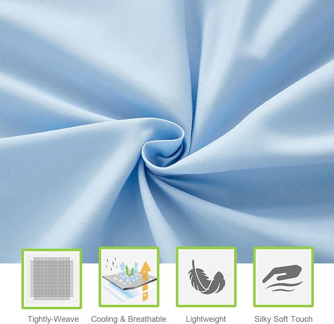 ILAVANDE King Size 6 Piece Bed Sheets Set, Baby Blue - Image 4