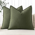 MIULEE Decorative Linen Euro Sham Pillow Covers 24x24 Dark Olive Green Boho by MIULEE